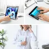 A collage of three images showing an iPad case with an Apple Pencil holder, a person using a tablet with a keyboard case, and a woman holding a tablet. Produktbild-Vorschau
