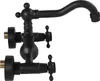 A black wall-mounted faucet with two handles and a curved spout, isolated on a white background. Produktbild-Vorschau
