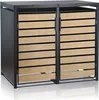 A two-bin garbage enclosure with anthracite metal frame and wood-effect doors. Produktbild-Vorschau