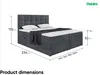 A diagram of a dark gray upholstered bed with dimensions indicated. Produktbild-Vorschau