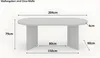 A diagram showing the dimensions of an oval dining table. Produktbild-Vorschau