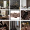 Záclona 140x250 Harmony hnědá zlatá ginkgo listy připravené Náhled obrázku produktu 11