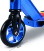 A close-up view of the front wheel and part of the deck of a blue scooter. Náhľad obrázku produktu