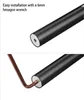 Two close-up shots of a black cylindrical product, showing a hexagonal socket at one end, and a hexagonal wrench being inserted into it in the second shot. Produktbild-Vorschau