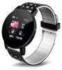A smartwatch with a black casing and a black and white band is displayed against a white background. The watch face shows the time, heart rate, and other health metrics. Produktbild-Vorschau