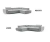 Two views of a gray sectional sofa, one labeled 'Rechts' (right) and the other 'Links' (left). Produktbild-Vorschau