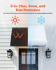 A split image showing a door awning in different weather conditions: sunny, snowy, and rainy. Anteprima dell’immagine prodotto