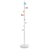 A white coat rack with colorful mushroom-shaped hooks against a white background. Anteprima dell’immagine prodotto