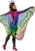 A woman wearing a butterfly costume with colorful wings and a butterfly headband. Produktbild-Vorschau