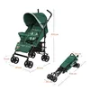 A green stroller is shown in two configurations, with dimensions indicated by text and lines. Produktbild-Vorschau