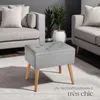 Banc avec coffre de rangement aspect lin RANYA - gris clair Voir les images du produit 8
