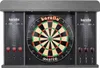 A dartboard cabinet with a dartboard and scorecards displayed. Podgląd zdjęcia produktu