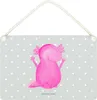 Mr. & Mrs. Panda Schild Axolotl Hurra DIN A4 - Grau Pastell Produktbild-Vorschau 1