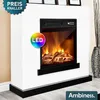 A white electric fireplace with a realistic flame effect and LED lighting. Produktbild-Vorschau