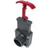 A close-up studio shot of a plastic valve with a red handle against a white background. Produktbild-Vorschau