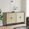 vidaXL Sideboard Sonoma-Eiche 134x35x76 cm Holzwerkstoff Produktbild-Vorschau 3