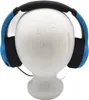 A pair of blue and black headphones on a white mannequin head. Anteprima dell’immagine prodotto