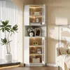 Merax Badezimmerschrank, Glasvitrine, Eck-Hochschrank mit  Produktbild-Vorschau 2