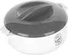 A white and gray insulated food container with a lid. Voir les images du produit