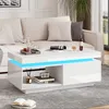 Couchtisch mit LED-Beleuchtung und Schublade Hochglanz Produktbild-Vorschau 7