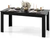 A black rectangular dining table set for a formal meal with place settings and a floral centerpiece. Náhled obrázku produktu