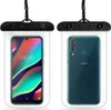 A product image showing two waterproof phone cases, one with a phone screen visible and the other showing the back of a phone. Produktbild-Vorschau