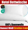 Hotelbettwäsche 100% Baumwolle Damast Streifen 4 mm Weiß Produktbild-Vorschau 2