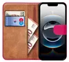 A book-style phone case for an iPhone, open to show card slots and cash. Anteprima dell’immagine prodotto