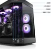 A gaming PC with internal lighting and external ports labeled. Produktbild-Vorschau