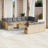 vidaXL 14-tlg. Garten-Sofagarnitur mit Kissen Beige Poly Produktbild-Vorschau 2