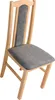 A single wooden chair with a gray upholstered seat and backrest, isolated on a white background. Voir les images du produit