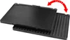 A close-up, angled view of two black grill plates for a contact grill, with one plate slightly lifted and angled to show the ribbed surface of the other. Produktbild-Vorschau