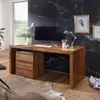 A modern home office setup with a wooden desk, computer, and decorative elements. Náhled obrázku produktu