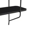 A close-up view of a black metal shelf with a curved support bracket. Produktbild-Vorschau