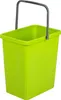 A lime green plastic bin with a gray handle, isolated on a white background. Náhled obrázku produktu