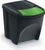 A product shot of a black recycling bin with a green lid. Produktbild-Vorschau