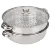 A stainless steel steamer pot with a glass lid. Produktbild-Vorschau