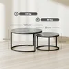 HOMCOM Couchtisch rund 2er Set Stapelbarer Wohnzimmertisch Produktbild-Vorschau 3