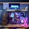 Merax Lit superposé 140x200 cm, avec LED, bureau, armoire, Voir les images du produit 2
