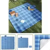 The Living Store Picknickdecke Faltbar Blau Kariert 200x200 Produktbild-Vorschau 1