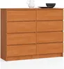 A wooden dresser with eight drawers is shown against a white background. Decorative items are placed on top. Anteprima dell’immagine prodotto