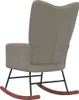 Rear view of a grey rocking chair with a dark wooden base. Produktbild-Vorschau