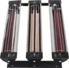 A product shot of three infrared heating lamps mounted on a black bracket, against a white background. Podgląd zdjęcia produktu