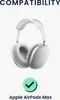 A pair of white Apple AirPods Max headphones are shown against a white background, with a green checkmark and text indicating compatibility. Produktbild-Vorschau