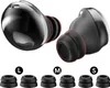 A product image showing two black wireless earbuds and three sets of black ear tips in different sizes (labeled L, M, and S).
