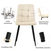 A beige chair with black legs, shown with callouts highlighting its features. Produktbild-Vorschau