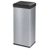 A rectangular, silver trash can with a black lid and a small red logo on the lid. Anteprima dell’immagine prodotto
