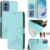 Leder Hülle für Motorola Moto G (2024) Süße Katze Flip Case Produktbild-Vorschau 1