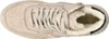 Top-down view of a beige women's boot with laces and faux fur lining. Voir les images du produit