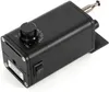 A black electric motor with a silver shaft and a black dial, mounted on a black bracket, against a white background. Náhled obrázku produktu